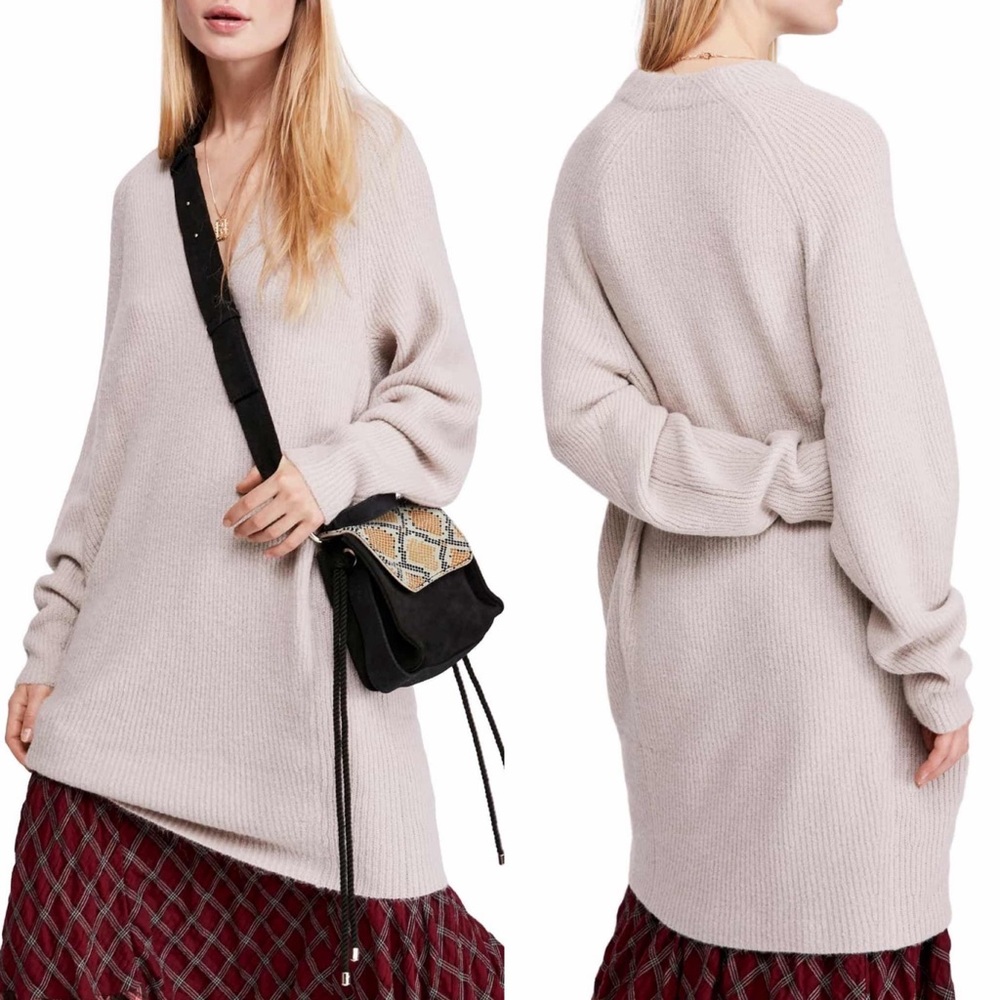 Free People Longline Tunic Sweater grey small - Picture 3 of 7